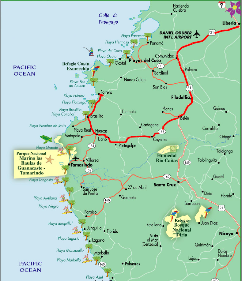 Route von Liberia nach Playa Potrero