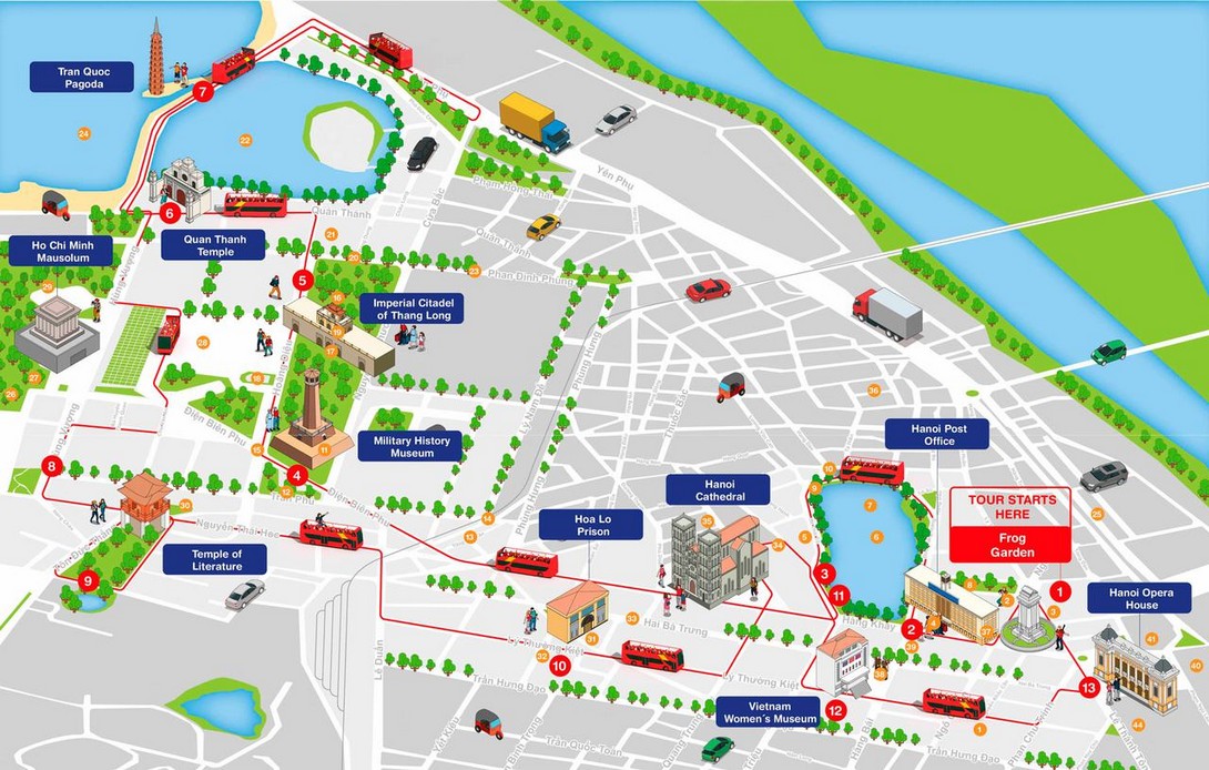 Fahrtroute Hop On Hop Off Bus Hanoi