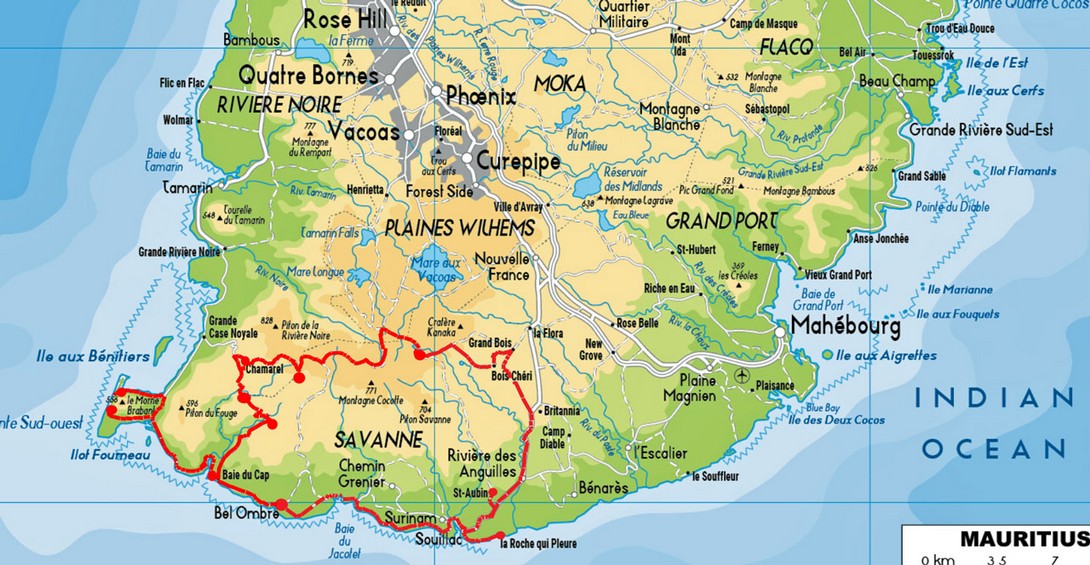 Die Route von unserem Ausflug in den Süden