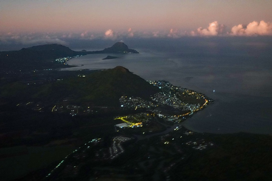 Landeanflug Mauritius morgens um 06:00 Uhr