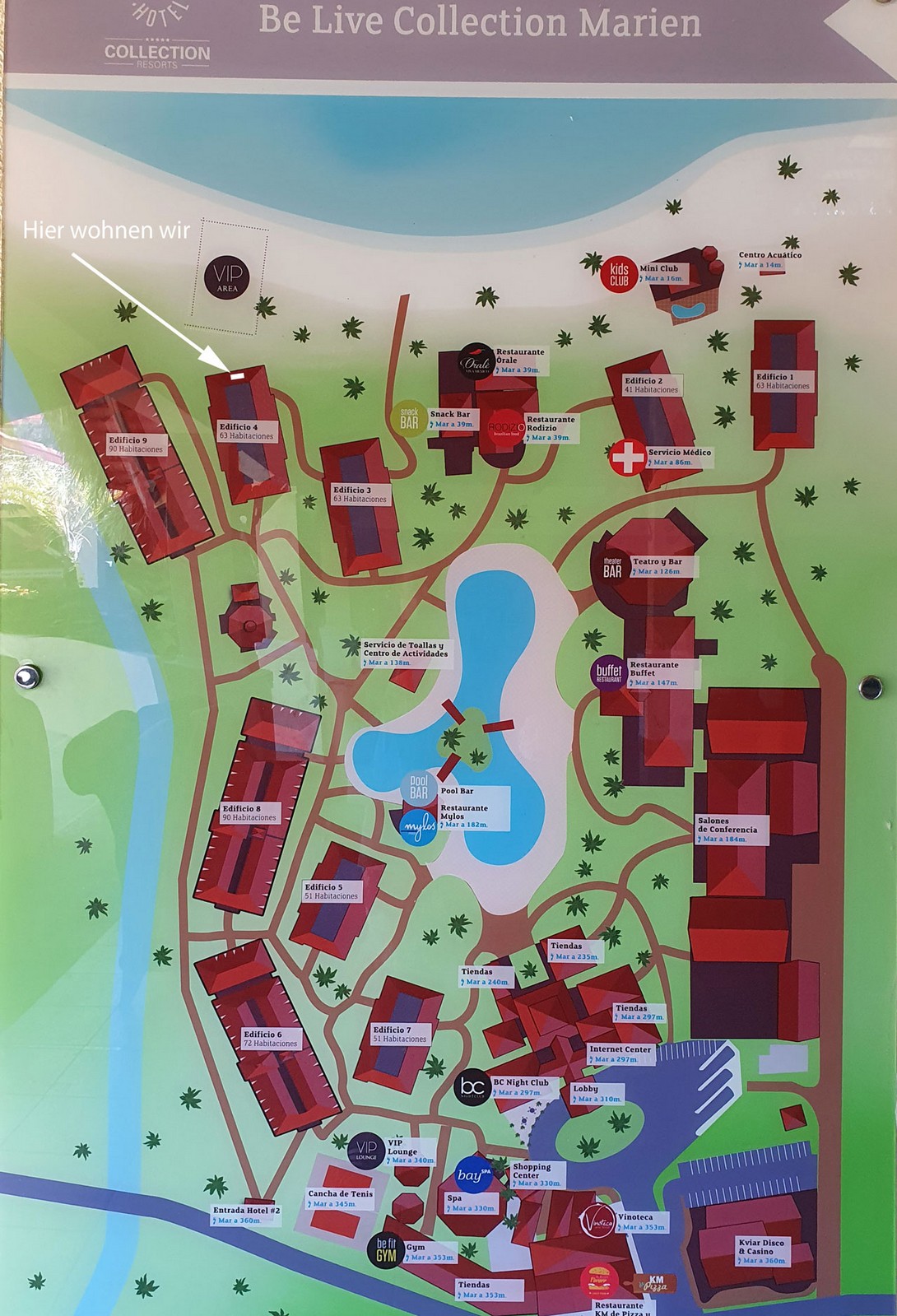 Übersichtsplan des Hotels Be LIve Collection Marién