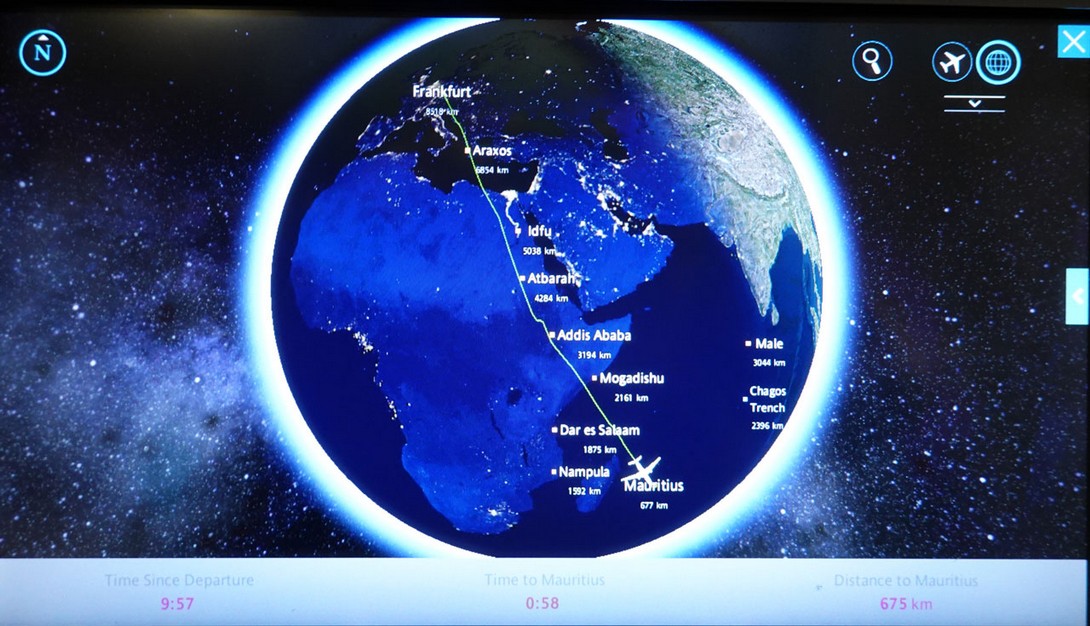 Flugroute Frankfurt - Mauritius