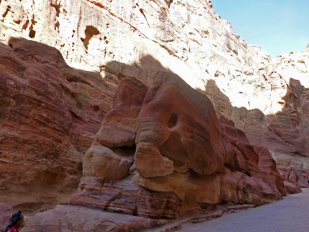 Felsen wir Elefantenköpfe in Petra