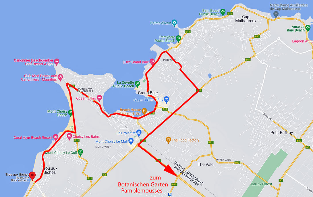 Route nach Grand Baie