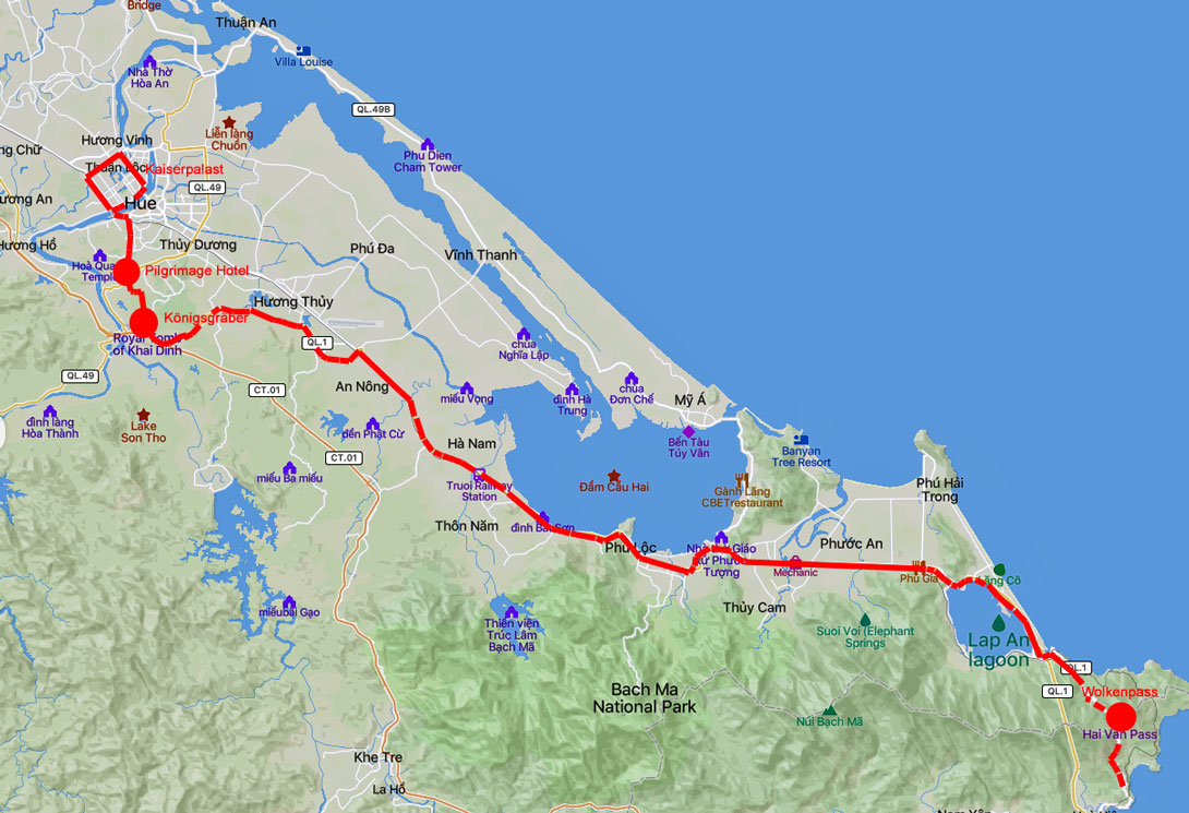 Route vom Wolkenpass nach Hue