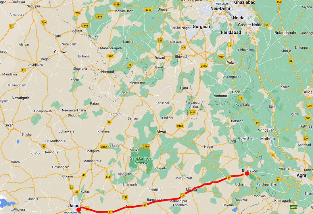 Route Jaipur Bharatpur