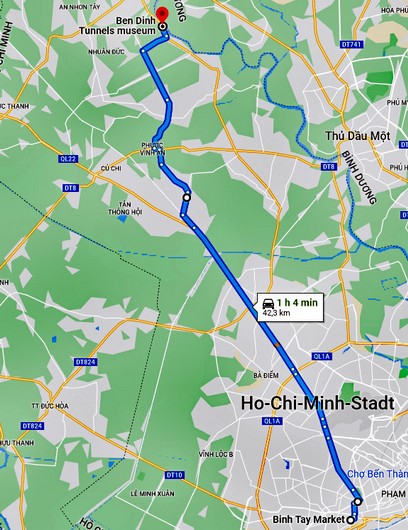 Route von Saigon nach Cu Chi