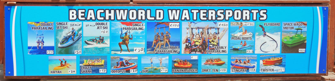 Wassersportangebot am Strand von Ayia Napa