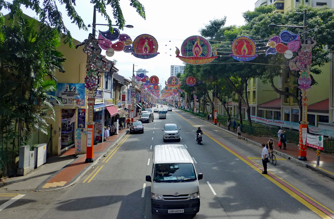 Straße in Little India in Singapur