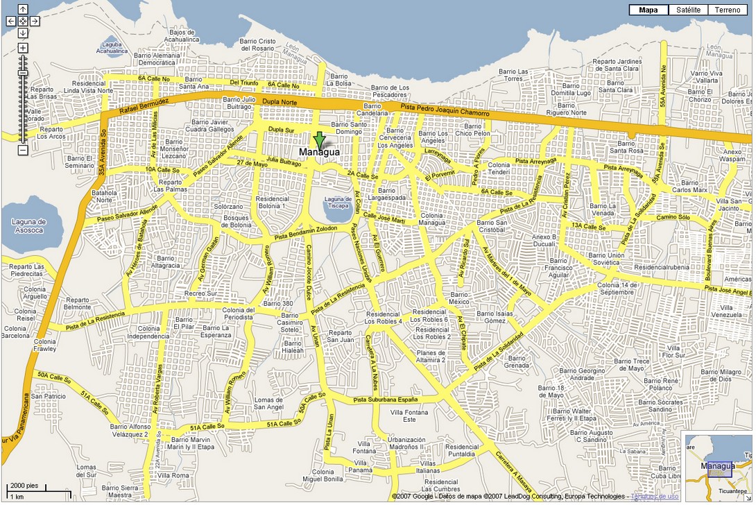 Managua Stadtplan von Managua