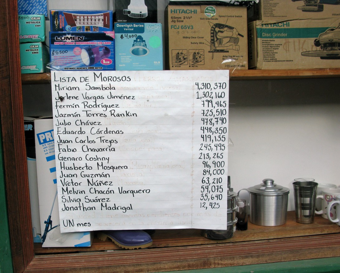 Schuldnrliste in einem Geschäft