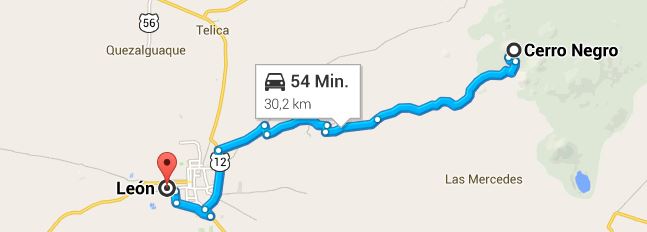 Strecke von León zum Cerro Negro