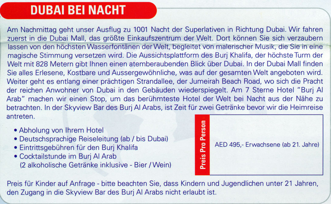 World Travel Ausflug "Dubai bei Nacht"