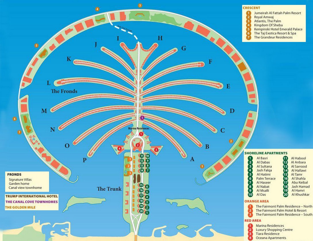 Häuser und Villen auf der Palmeninsel